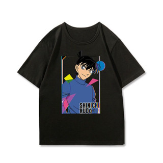 Detective Conan อะนิเมะเสื้อยืดฤดูร้อนแขนสั้นชาย Shinichi Kudo and Kid the Phantom Thief อะนิเมะพิมพ์เสื้อผ้า