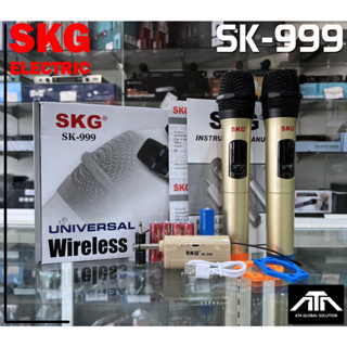 ไมค์ลอยคู่ SKG SK-999 SK999 รับสัญญาณไกล 30 ม พร้อมถ่าน รุ่นใหม่ล่าสุด มี มอก.รับรองคุณภาพ skg sk 999 ไมค์ลอยคู่ sk