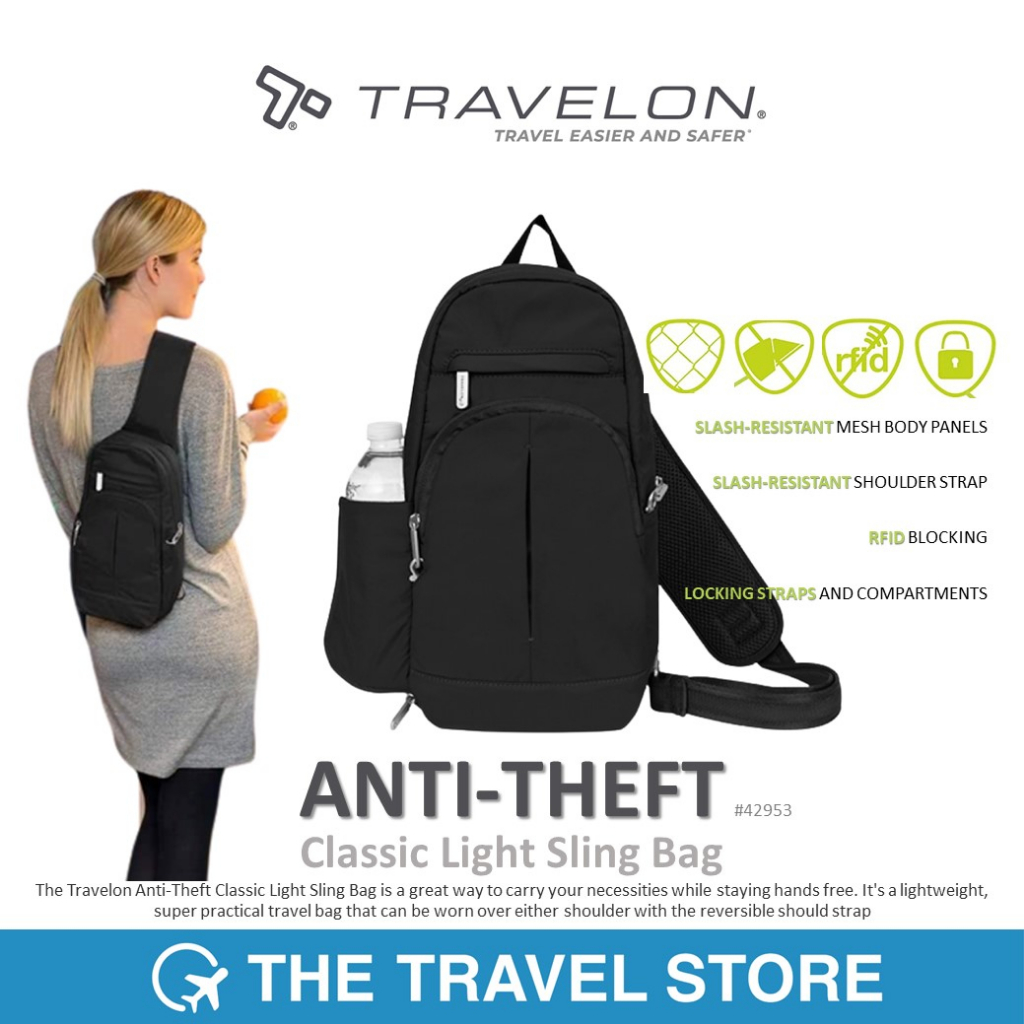 TRAVELON Anti-Theft Classic Light Sling Bag 42953 กระเป๋าสะพาย ป้องกันการโจรกรรมข้อมูล