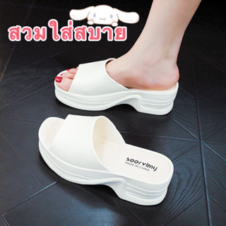 leeblackshoeรองเท้าแตะผู้หญิงแฟชั่น สไตล์แบรนด์ รุ่นฮิต เสริมส้น No.A592(เช่า2)