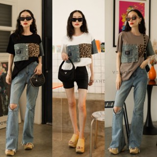 เสื้อยืดแต่งยีนส์และลายเสือ VSHOP