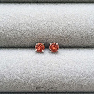 Minimal Ruby Gem Earrings : ต่างหู ตุ้มหู พลอย ทับทิม สีแดง