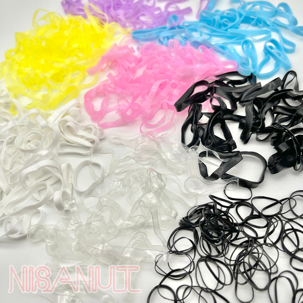 หนังยางมัดผม ยางยืดมัดผม ยางรัดผมหลากหลายสี ปริมาณ50กรัม