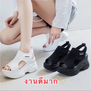 leeblackshoeรุ่นใหม่ รองเท้าแตะผู้หญิงแฟชั่น  รุ่นฮิต เสริมส้น ระบายอากาศ No.A575(บ้าน1)