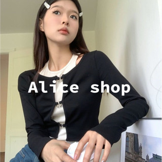 Alice ชุดเซ็ท เสื้อยืด ชุดเซ็ท ผู้หญิง  เสื้อผ้าแฟชั่นผู้หญิง y2k เอวสูง A29J0VW