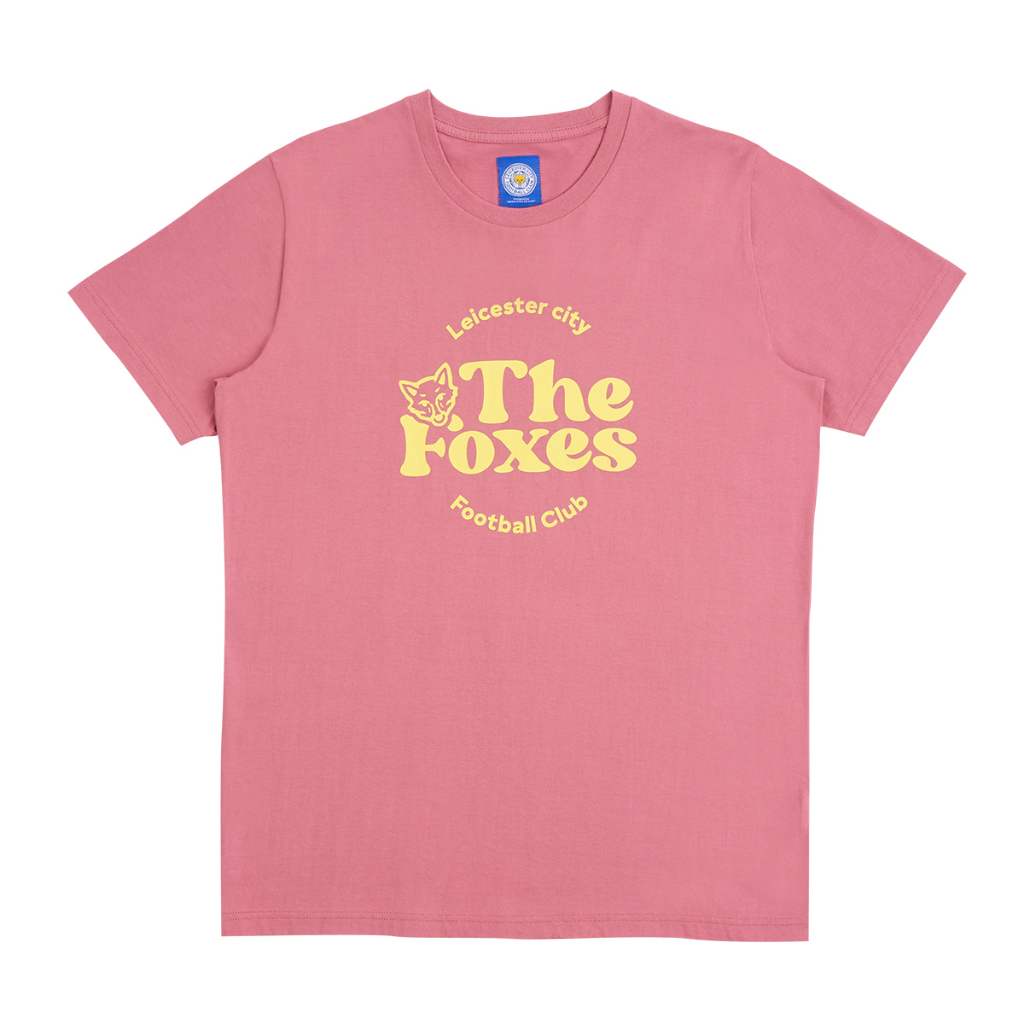 LCFC T-Shirt The Foxes Leicester City Football Club Pink เสื้อยืดคอกลมแขนสั้นสีชมพูพาสเทลลายหน้าสุนัขจิ้งจอก