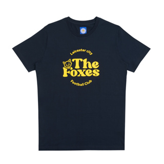 Leicester City T-Shirt เสื้อยืดคอกลมแขนสั้นสีกรมท่า ลายรูปหน้าสุนัขจิ้งจอกThe  Foxes Leicester City Football Club