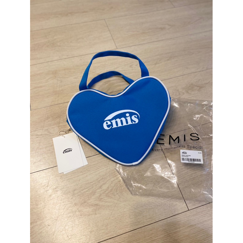 New กระเป๋าหนังหัวใจ emis สีน้ำเงิน