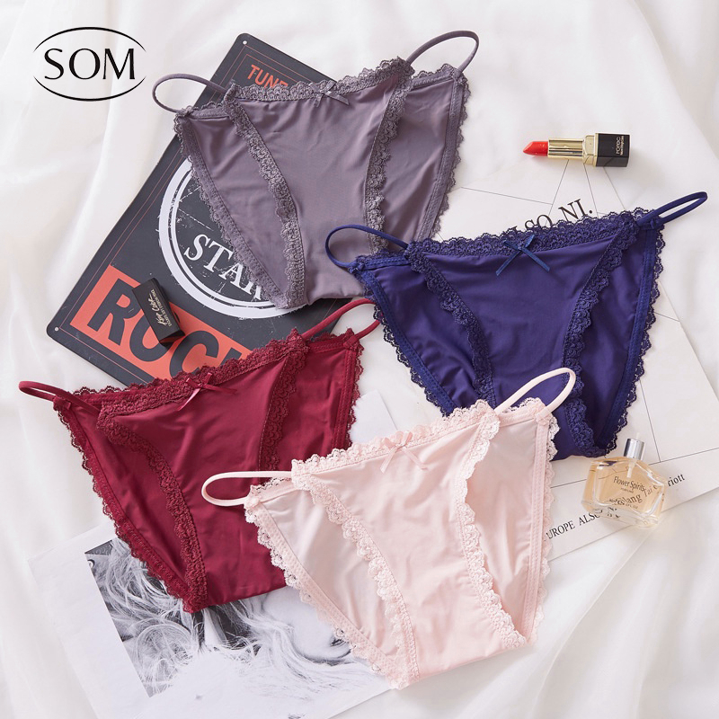 SOM Underwear กางเกงในเอวตำ่  บิกินี่ ขอบลูกไม้ เก๋ๆ  สไตส์ญี่ปุ่น A61