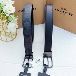 🍀🍀เข็มขัดชาย COACH F64825 MODERN HARNESS CUT-TO-SIZE REVERSIBLE SIGNATURE COATED CANVAS BELT🍀🍀