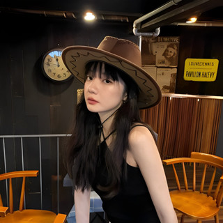 หมวกคาวบอย  ผู้ใหญ่ ชาย-หญิงหมวกคาวบอยผ้า cowboy hat ปีกกว้าง สินค้าพร้อมส่งจากไทย