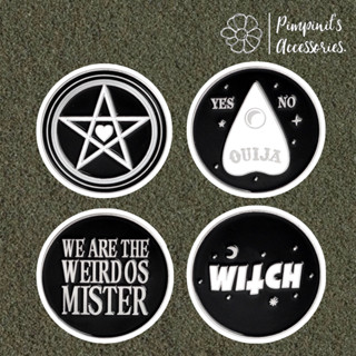 ʕ •ᴥ•ʔ ✿ พร้อมส่ง : เข็มกลัดเซ็ทวงกลมสไตล์โกธิคลายแม่มดและเพนทาแกรม | Witch Pentagram Gothic Circle Enamel Brooch Pin