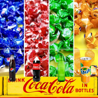 ลูกอมโค้ก ลูกอมมินิกลิ่นน้ำอัดลม 50-100ชิ้น ขนมเทศกาล Mini Candy ทอฟฟี่ Pepsi coca fanta sprite ลูกอมงานบวช งานแต่ง