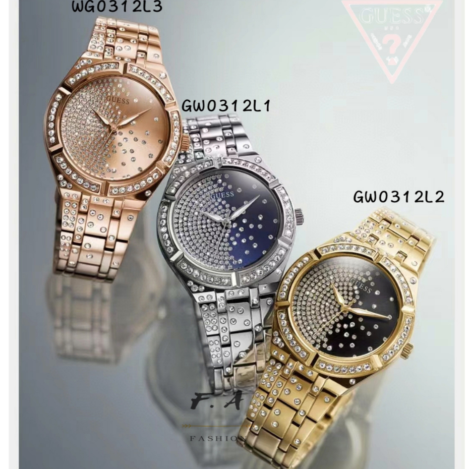 สินค้าใหม่！ F.A ของแท้100% GUESS นาฬิกาข้อมือผู้หญิง GW0312L1 GW0312L2 GW0312L3 -36MM นาฬิกาเทพธิดา เต็มฟ้า ดีไซน์