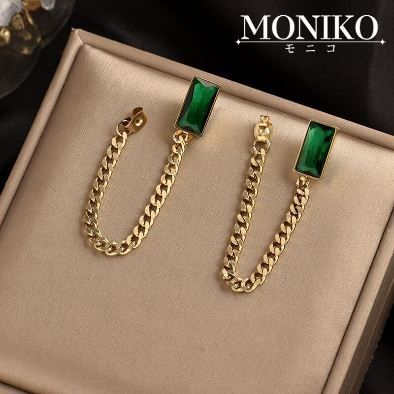 MONIKO สร้อยคอ สร้อยข้อมือ ต่างหู ประดับเพทายมรกต สไตล์โบราณ ขนาดเล็ก สําหรับผู้หญิง ราคา ถูกที่สุด ดีลบีเคเค แกลเลอรีภาพที่ 4