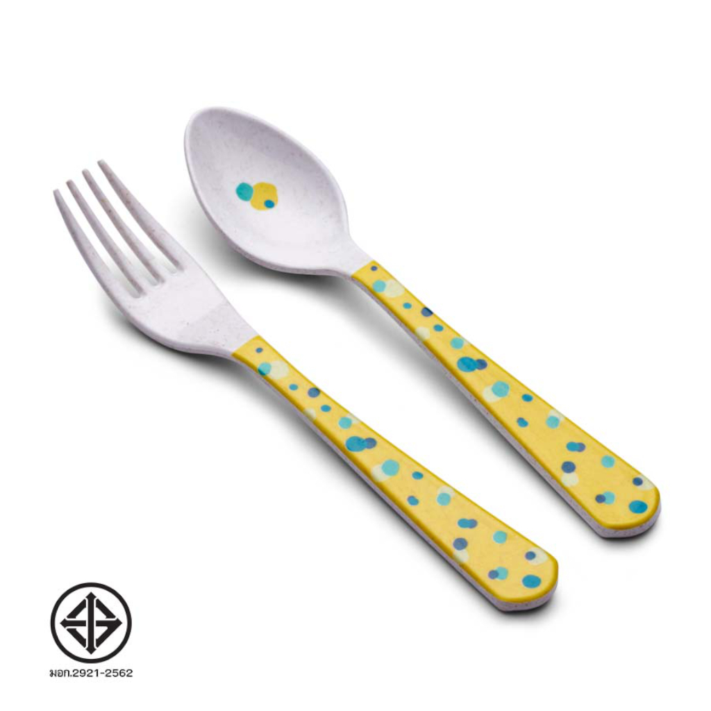 SuperSOSO! ช้อนเเละส้อมขนาดใหญ่ ไซส์ L ช้อนส้อมน่ารัก ลายดอกไม้  Flower-ish Fork & Spoon L ขนาด18ซม เมลามีน เซตช้อนส้อม