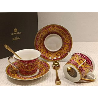 Versaces European Medusa Bone Porcelain Coffee Cup with Gold Stamped Large Capacity Tea Cup Gift Box