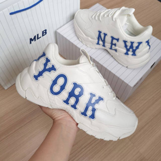 &lt;พร้อมส่ง&gt;MLB Bigball Bigball CHUNKY P Mega NY สีครีม logo Yankess น้ำเงิน 🤍💙