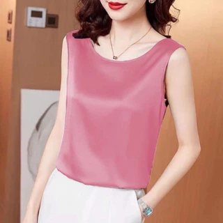 TTOO เสื้อแขนกุดคอกลมสีพื้นผ้าซาร์ตีนผู้หญิงมาใหม่ สีสานสดใสเหมาะอากาศร้อนๆจ้า ผ้าสวมใส่สบาย พร้อมส่ง รุ่น 179