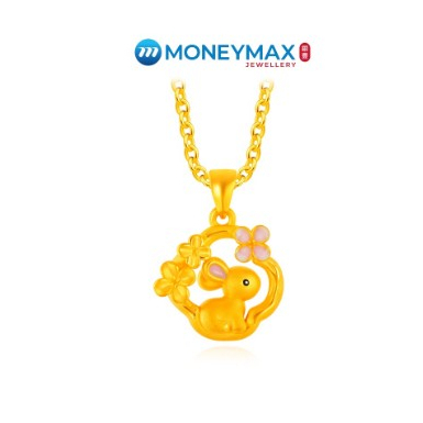 999 Pure Gold Blessing Blooming Rabbit Pendant | MoneyMax Jewellery | NP3535 | NP3536