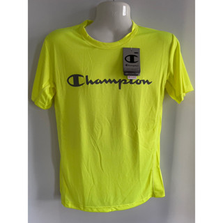 เสื้อออกกำลังกายคอกลม Champion Performance Super dry สีเขียวสว่างและดำ ของแท้