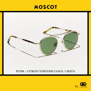 MOSCOT แว่นกันแดด มอสคอต รุ่น PUPIK สีกรอบ CITRON TORTOISE GOLD สีเลนส์ GREEN ไซซ์ 47 ของแท้ มีประกัน