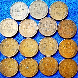 เหรียญ​สหรัฐอเมริกา​ USA, 1 Cent, (ชุด​รวงข้าว15 ปี 15 เหรียญ​เรียงปี), #​743T, ใช้แล้ว