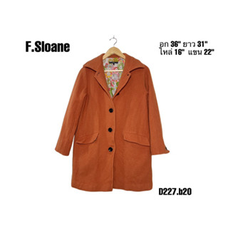 winter coat เสื้อโค้ท เสื้อกันหนาว F.Sloan สีส้มซับดอกไม้สวยๆ อก 36 ยาว 31 Jacket D227.b20