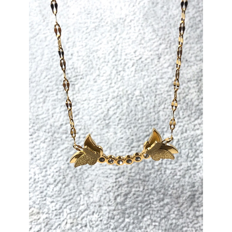 Bee Jelwery N19 ⛓ สร้อยคอ สแตนเลสเเท้ชุบทอง 18K ผีเสื้อตกแต่งด้วยเพชรCZ🦋 ให้ความหมายที่ดี