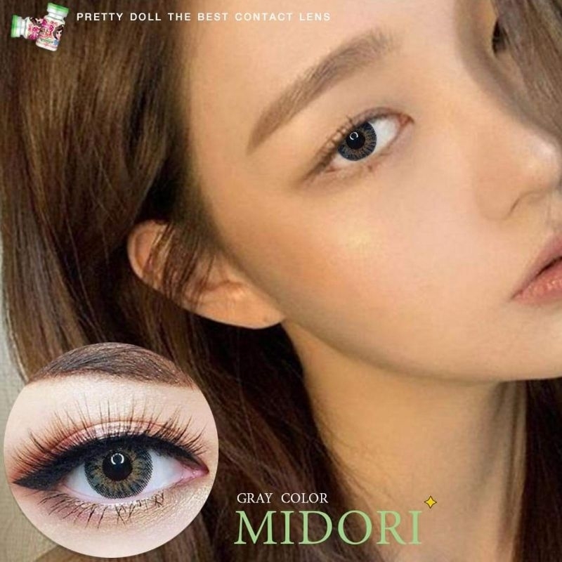 คอนแทคเลนส์ รุ่น Mini Midori/Mini Ribbon สีเทา/ตาล gray/brown มีค่าสายตาปกติ (0.00) เปลี่ยนแทนทุกเดื