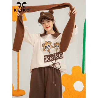 (พร้อมส่ง) เสื้อแขนยาวคอบัวลายดอกไม้แพนด้าแบรนด์เคโกะ