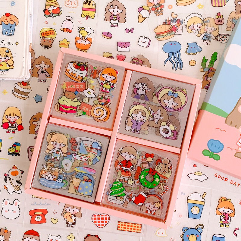 พร้อมส่งจากไทย สติ๊กเกอร์ไดคัท 100แผ่น พร้อมกล่อง กันน้ำ ลายไม่ซ้ำ