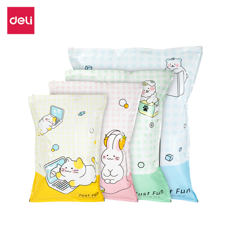 Deli ถุงสุญญากาศ ถุงเก็บผ้าน มีวาล์ว ไม่ใช้ปั๊มลม เก็บผ้าห่มเก็บเสื้อผ้า ประหยัดพื้นที่ Storage Vacuum Bag