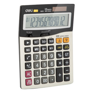 Deli 1629 Calculator 12-digit Metal เครื่องคิดเลข ตั้งโต๊ะขนาดใหญ่ มีระบบย้อนกลับมากถึง 120 ครั้ง รับประกัน 3 ปี