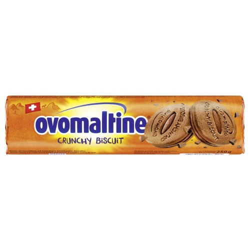 Ovomaltine Crunchy Biscuit  (250g) บิสกิตกรุบกรอบสอดไส้โอวัลตินจากสวิสเซอเเลนด์, 1 เเพคมี 7-8 ชิ้น b