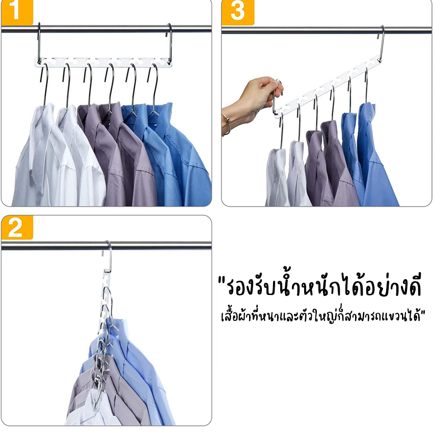Megahouse  ไม้แขวนเสื้อสแตนเลส 6 ช่อง ราวแขวนเสื้อ สแตนเลส No.Y1383 ราคา ถูกที่สุด ดีลบีเคเค แกลเลอรีภาพที่ 5