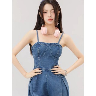 🔥New🔥 จั๊มสูทยีนส์สายเดี่ยวงานซิป