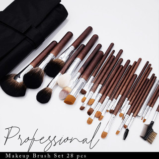 VL12 ชุดแปรงแต่งหน้ามืออาชีพ ขนสัตว์แท้ Professional makeup brush set 28 Pcs