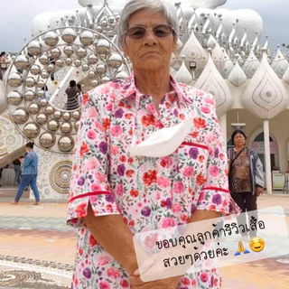 ส่งฟรี🧡เสื้อลายดอกคนแก่ใส่อยู่บ้าน สำหรับผู้สูงวัยอายุ60+ งานตัดห้องเสื้อสไตล์บูติค คนอ้วนก็ใส่ได้