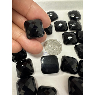 พลอยดำหน้าเจียระไน ก้นเเบน ขนาด 17 มิล GLASS BLACK CRYSTAL SQ-OCT 17 mm