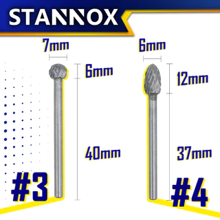 ดอกเจียรคาร์ไบด์ ดอกเจียรเหล็ก เจียรสแตนเลส ดอกคาร์ไบด์ STANNOX ขนาด 6 มิล แกน 3 มิล มีหัวให้เลือกถึง 10 แบบ