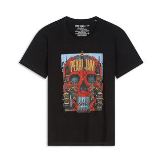 DAVIE JONES เสื้อยืดพิมพ์ลาย สีดำ Graphic Print T-Shirt in black TB0315BK