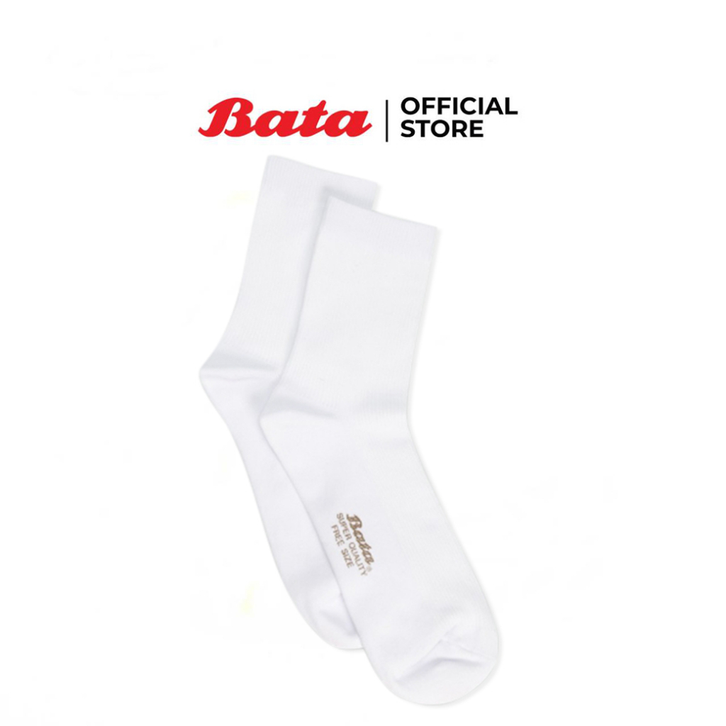 BATA ถุงเท้านักเรียน ถุงเท้าเด็กนักเรียน ผ้าไนลอน นิ่มใส่สบาย ข้อยาวสีขาวล้วน ขนาด Freesize 1 คู่ รหัส 9581030