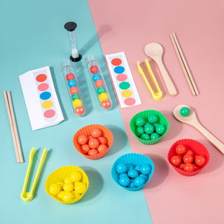 ✨พร้อมส่ง✨ Clip beads Test Tube Toy ของเล่นเรียงลูกปัด ของเล่นเสริมทักษะ ฝึกสมอง ของเล่นไม้ คีบ หนีบ ตัก ลูกปัดฝึกแยกสี