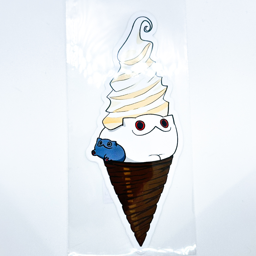 Dicut Sticker ไดคัตสติกเกอร์ Maewbin Creepy Cat น้องแมวบินโปะหัวด้วยซอฟต์ครีม หวานฉ่ำ น่ารักน่าเอ็นดู [COTTONVALENT]