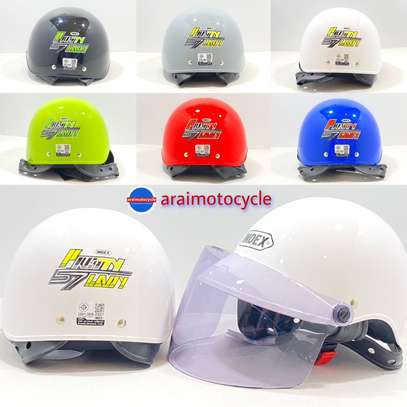 ( รุ่นเล็ก ไซส์ M ใบเล็ก ) หมวกกันน็อค index lady+แถมฟรีกระจกหน้า เลือกสีได้