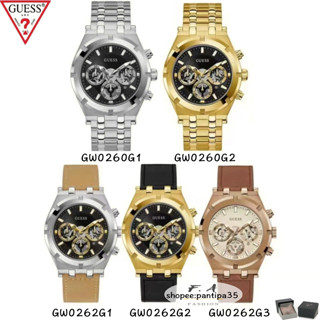 F.A Guess ของแท้100% แฟชั่นใหม่หน้าปัดใหญ สายสแตนเลสหนังลูกว…