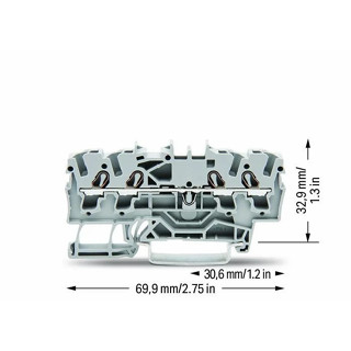 Wago 4-conductor through/ground terminal block 2.5mm2 Gray เทอมินอล บล็อค ขนาด 2.5มม. สีเทา [2002-1401]