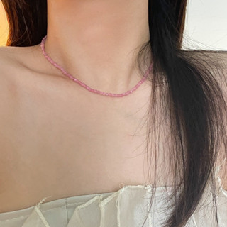 Jolie💗 | Sweet opal beaded necklace pink สร้อยลูกปัด สีชมพู