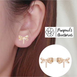 🇹🇭 พร้อมส่ง : ต่างหูสแตนเลสสไตล์มินิมอลลายแมงปอ | Dragonfly Stainless Steel Minimalist Stud Earring.